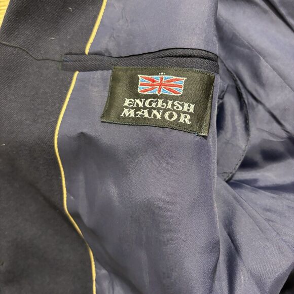 English Manor Men’s 41 R Jacket Blazer 100% Wool Gold Buttons Navy Blue Vintage - Picture 10 of 10